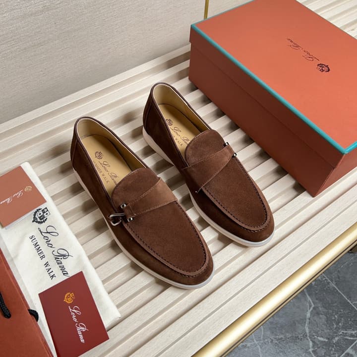 Loro Piana New Moccasin Shoes in Brown Suede