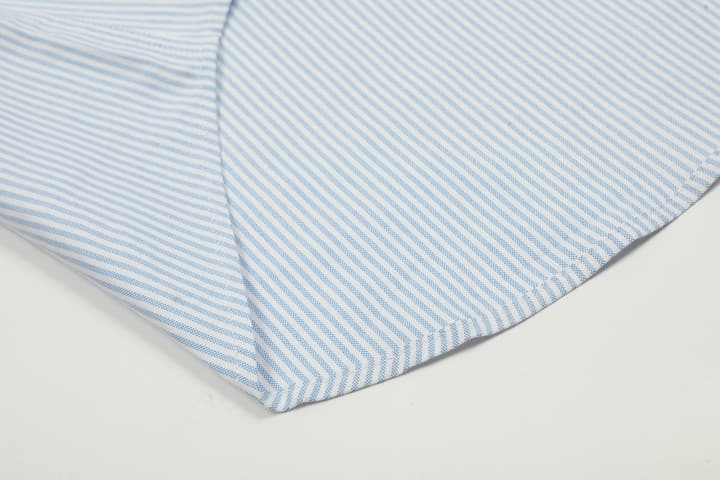 AMI Paris Small Heart Embroidered Striped Long Sleeve Shirt in Blue Stripe