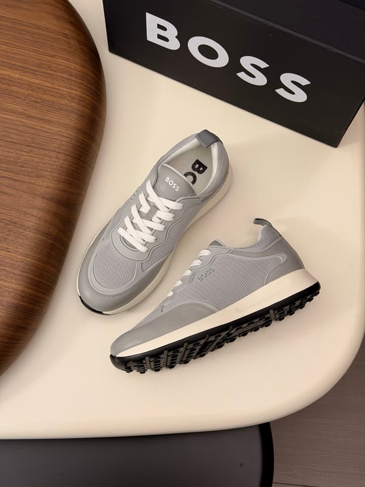 Boss Men's Knit and Leather Sneakers