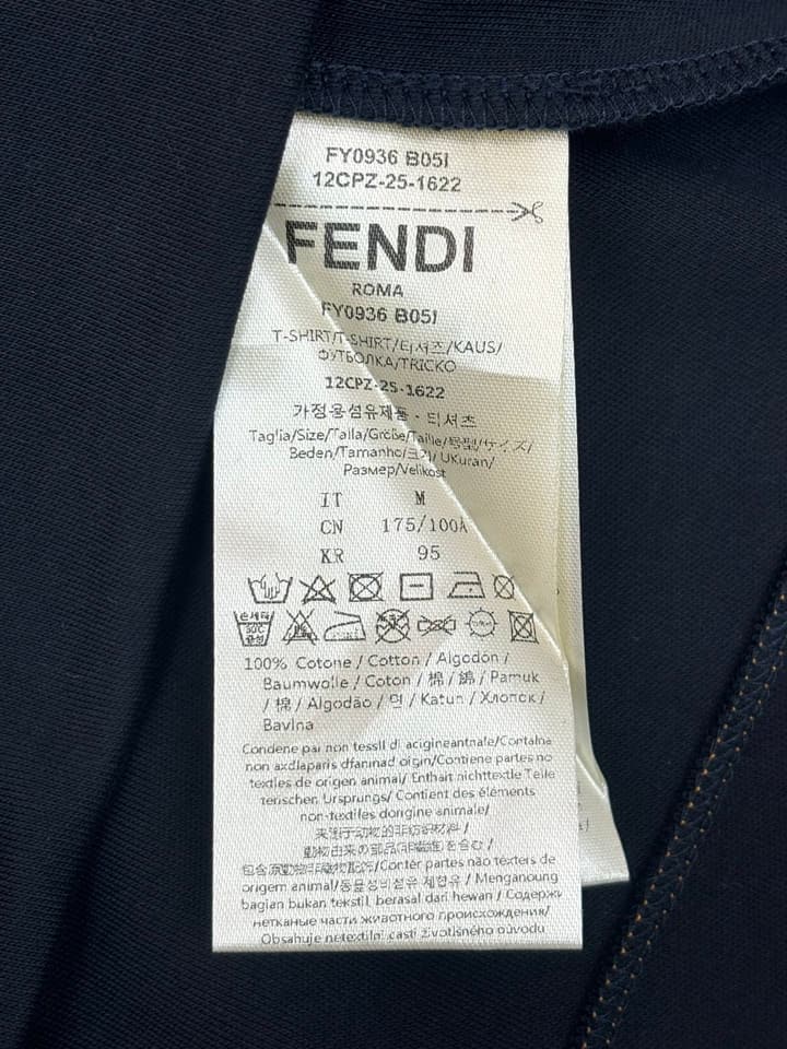 Fendi Leather Patch Pocket T-Shirt – 26SS in Navy Blue