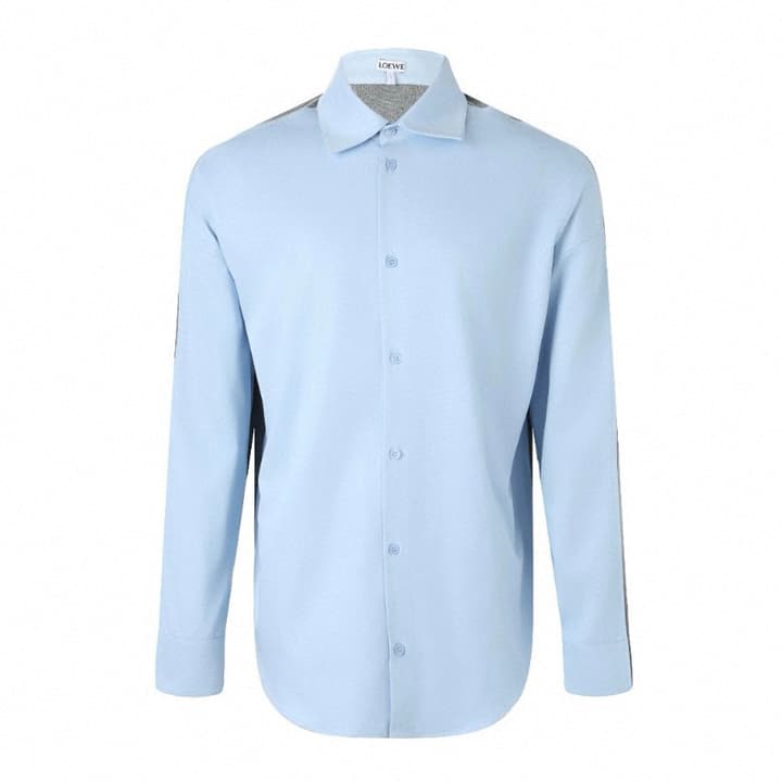 Loewe Knit Patchwork Long-Sleeve Shirt in Blue