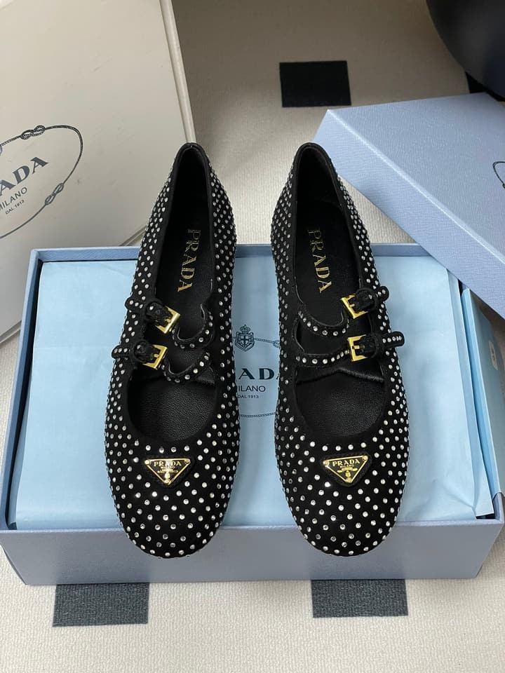 Prada Rhinestone Mary Jane Ballet Flats – 25SS Collection
