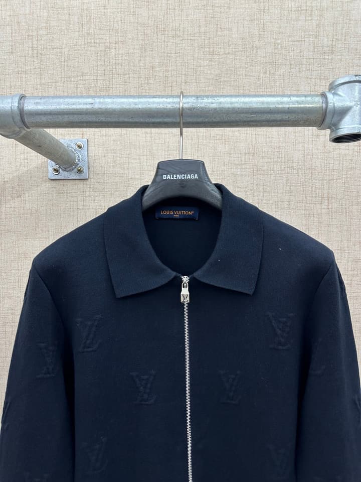 Louis Vuitton Jacquard Knit Jacket in Deep Navy Knitted Jacket