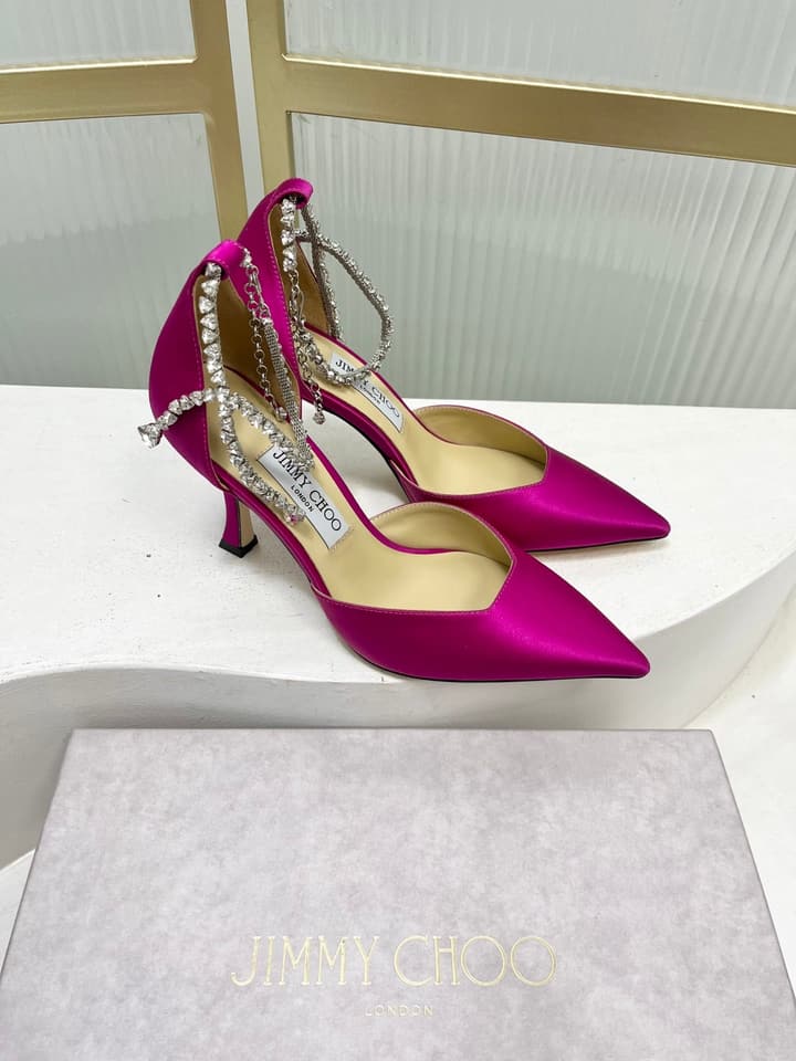 Jimmy Choo Stevie 100 Bow Crystal Silk Heels – 2025SS in Black Silk
