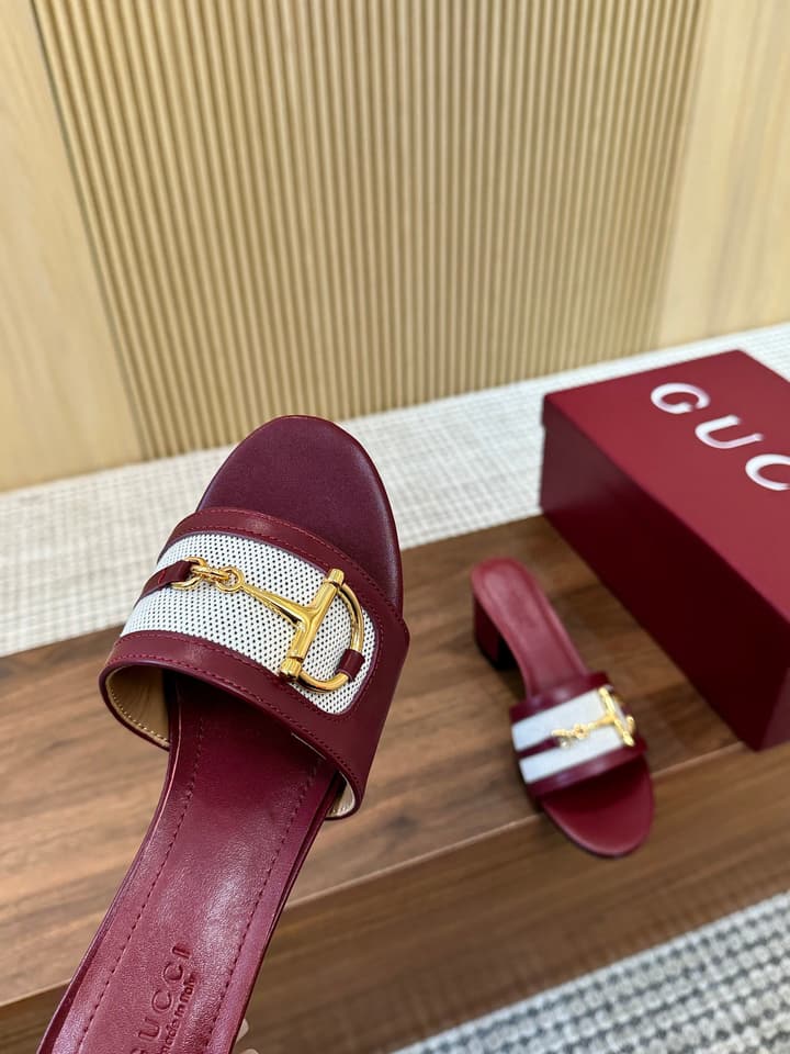 Gucci D-Horsebit Mule Sandals in Brown Gg Canvas