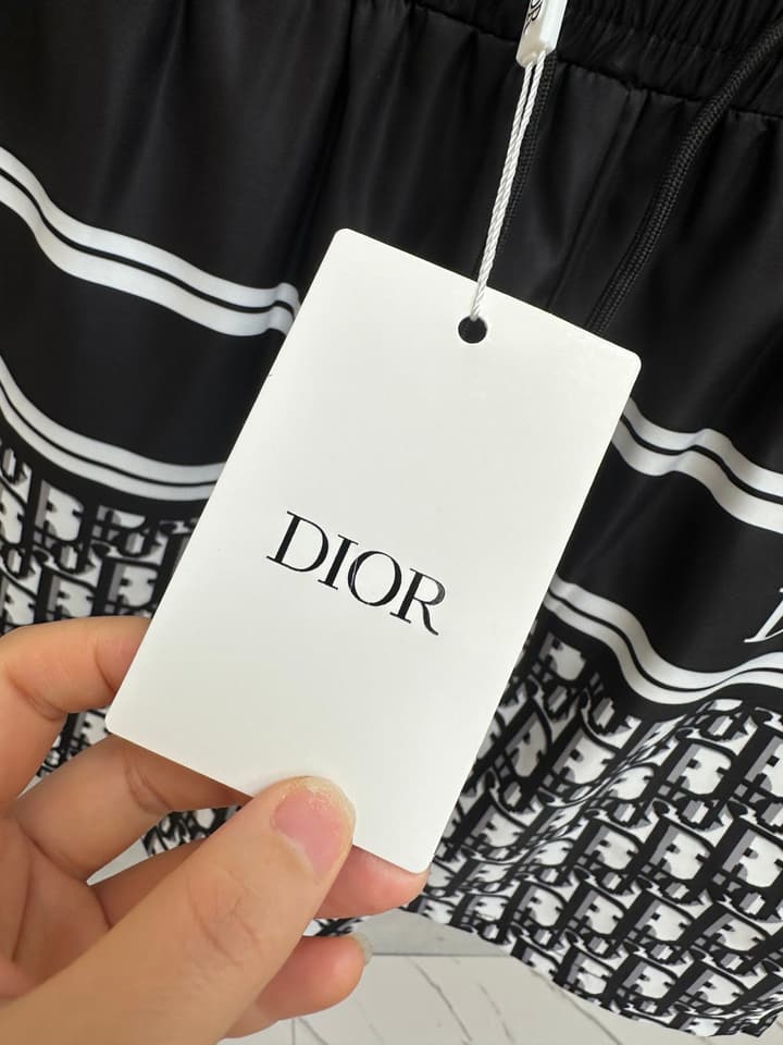 Dior Men's Casual Beach Shorts – 2025SS Collection in Black Dior Band Monogram