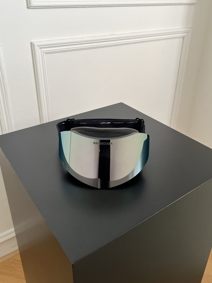 Balenciaga Silver Ski Goggles in Black Frame Dark Lens