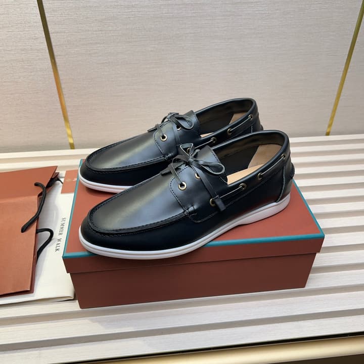 Loro Piana Moccasin Shoes – 2025 Collection in Navy Blue Leather