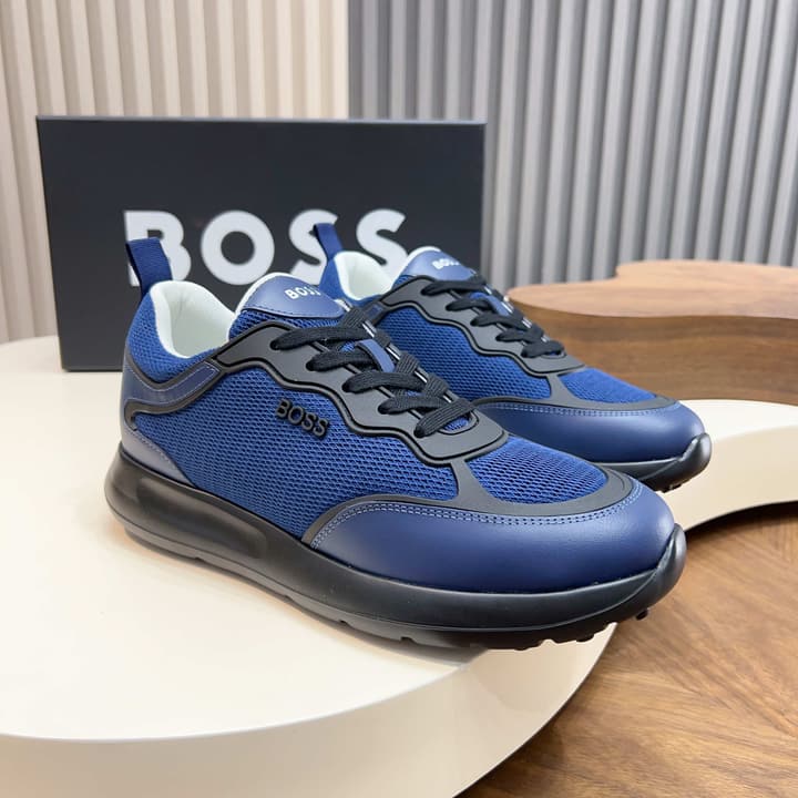 Boss Men's Knit and Leather Sneakers