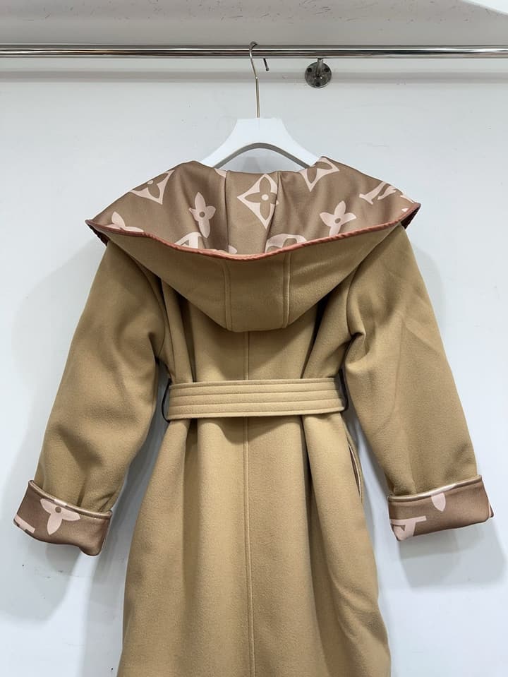 Louis Vuitton Monogram Hooded Wool Coat