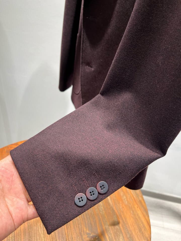 Zegna Men's Wool Houndstooth Blazer – 2025FW in Deep Burgundy Houndstooth