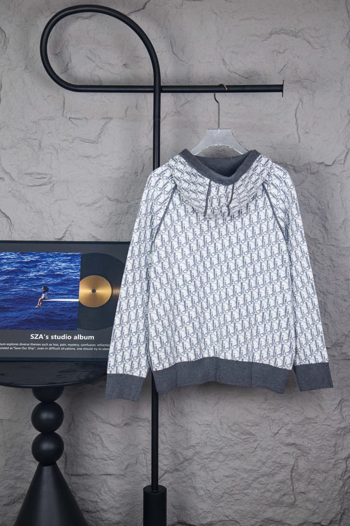 Dior CD Monogram Jacquard Cardigan – 24SS in Dark Grey