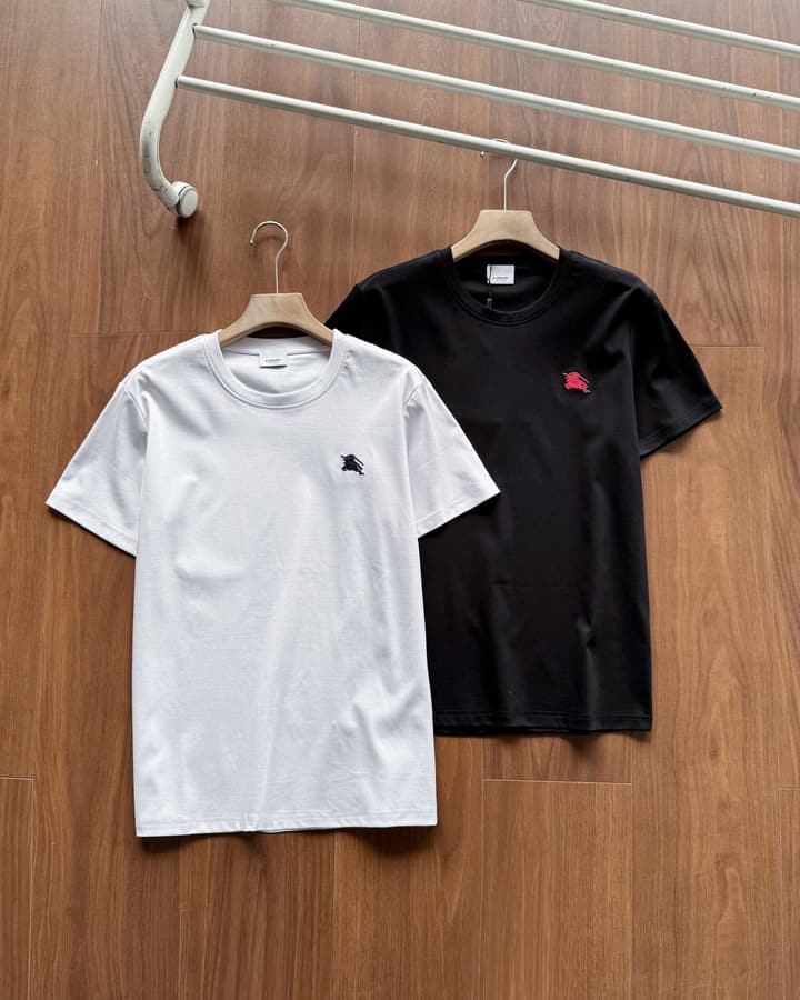 Burberry Embroidered Mercerized Cotton T-Shirt in Black