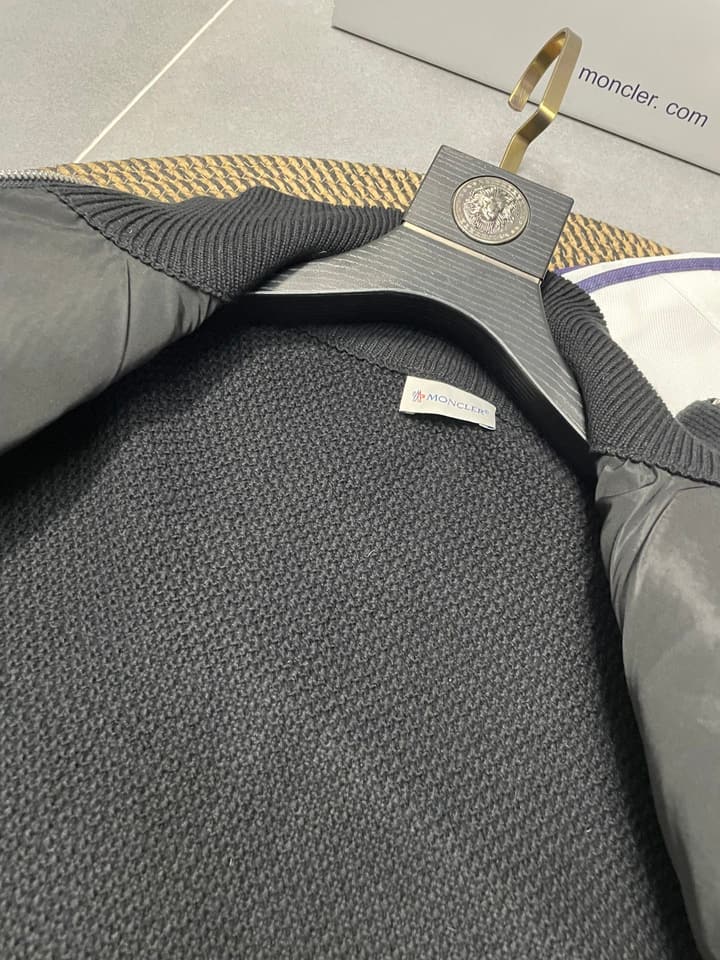 Moncler Men's Knit Down Spliced Sweater in Beige