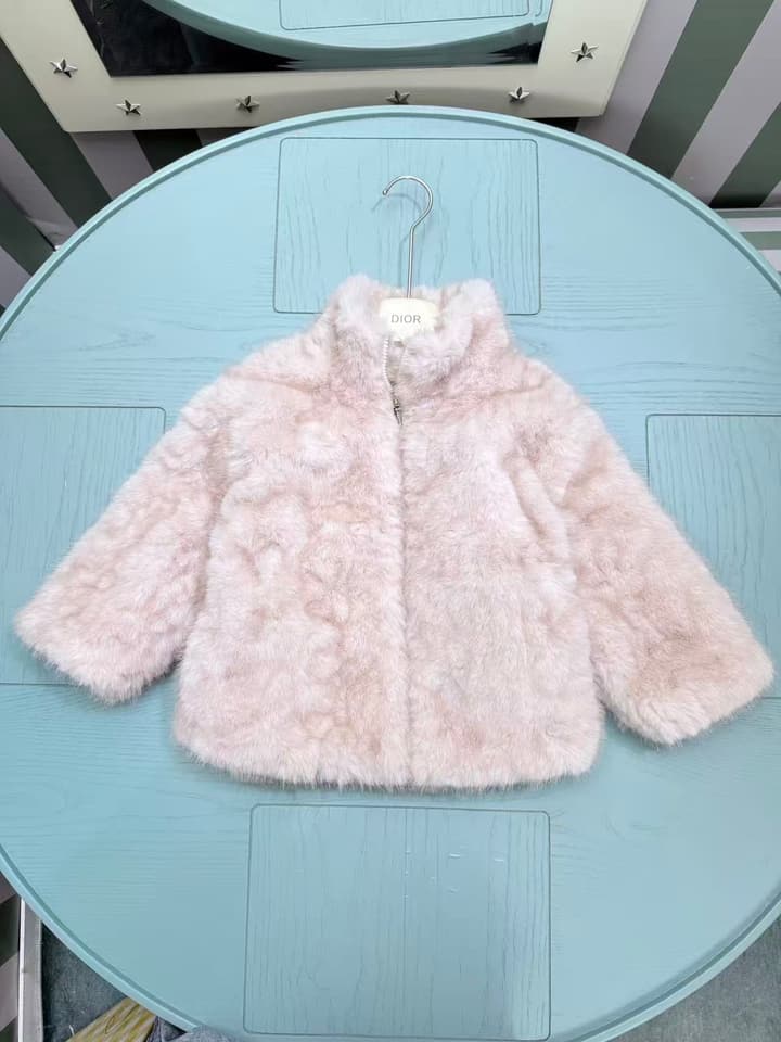Dior Kids Faux Fur Coat – 25SS – Kids Collection in Dusty Pink Faux Fur