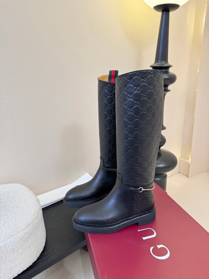Gucci Runway Velvet Boots in Black Suede