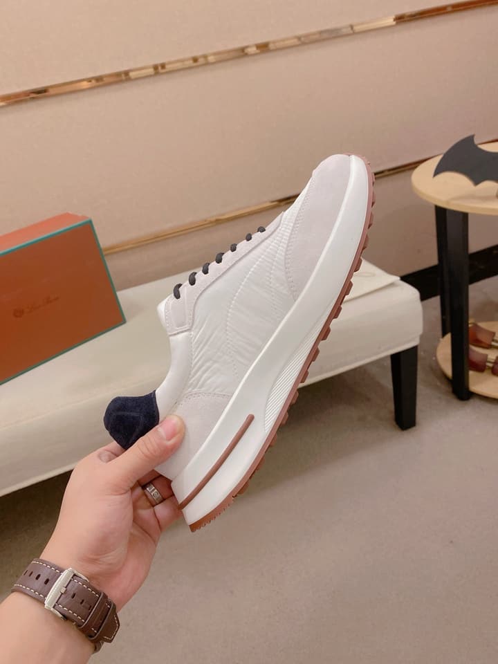Loro Piana Men's Wind Fiber Knit Running Sneakers in Dark Grey Black