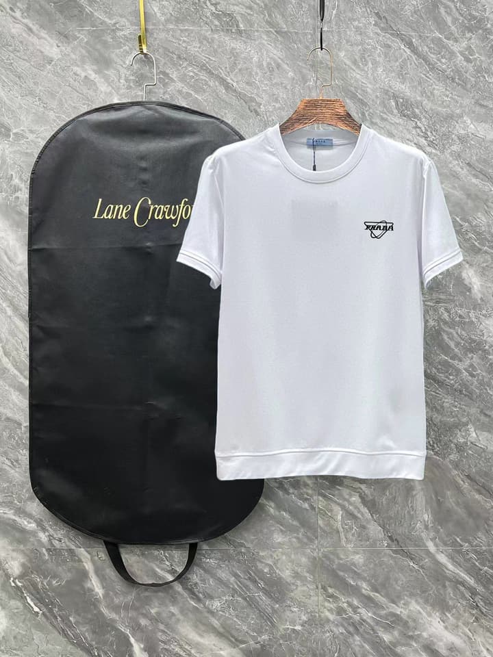 Prada Short-Sleeve T-Shirt – 25SS Collection in Black With White Triangle Logo