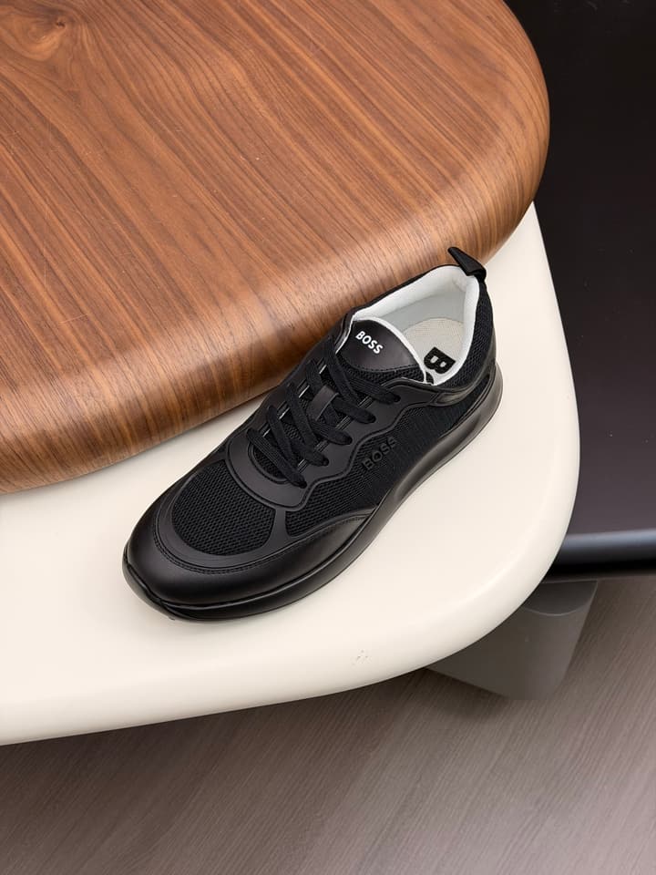 Boss Men's Knit and Leather Sneakers