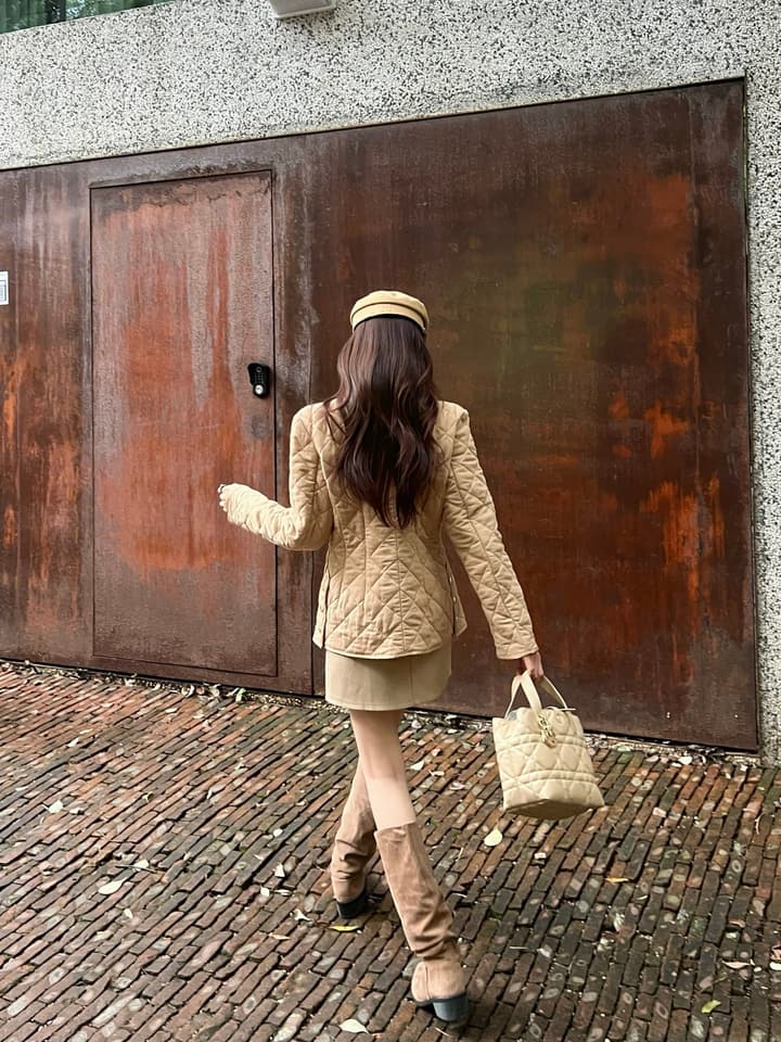 Moncler Quilted Padded Slim-Fit Jacket in Khaki