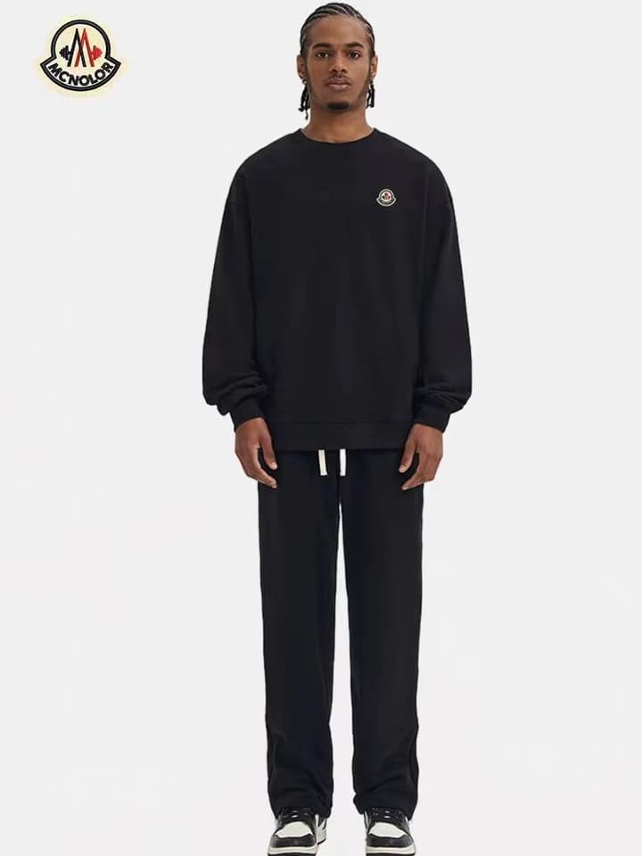 Moncler Classic Cotton Pullover Sweatshirt in Black Sweatshirt Display