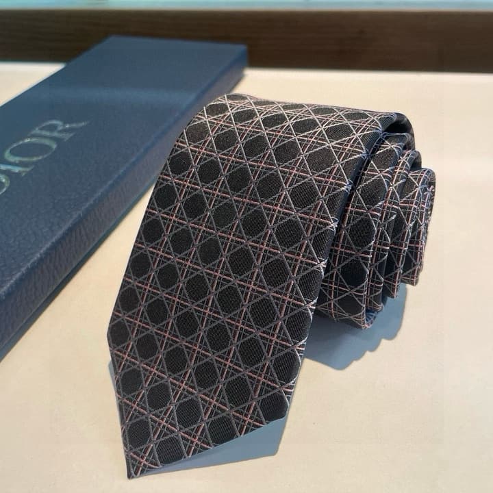 Dior Men's Silk Cannage Tie in Black