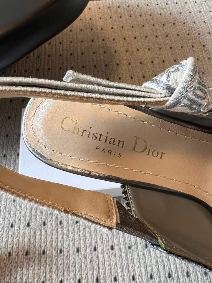Dior J'Adior Dior Or Embroidered Slingback Heels in Black Smooth