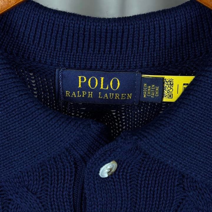 Ralph Lauren Classic Cable Knit Polo Sweater in Black