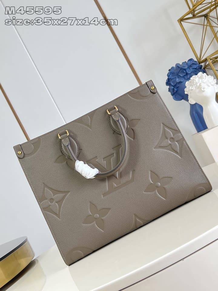 Louis Vuitton OnTheGo Medium Monogram Empreinte Tote in Taupe Monogram Empreinte