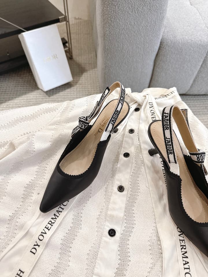 Dior J'Adior Patent Leather Kitten Heel Sandals in Classic Black Smooth Leather