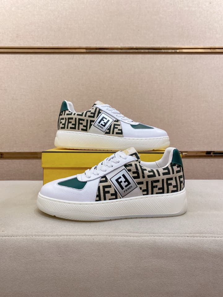 Fendi Calfskin Leather Loafers in Navy White Monogram