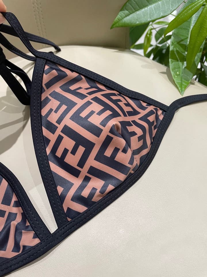 Fendi Versatile One-Piece Swimsuit in Brown Monogram Bikini