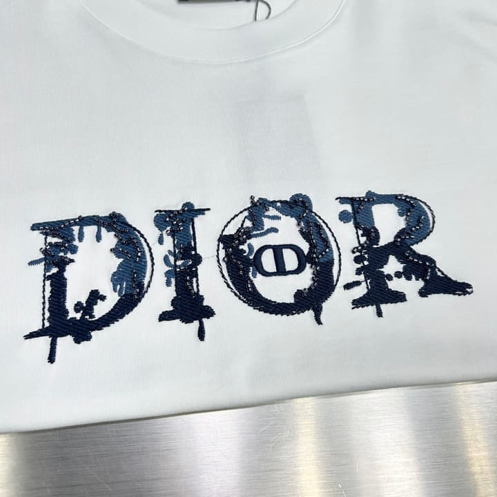 Dior 3D Logo High-Count Cotton T-Shirt – 2026SS in Black With Blue Graffiti Logo