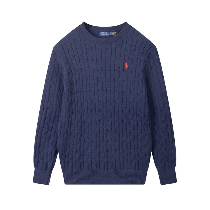 Ralph Lauren Cable Knit Crewneck Sweater in Black