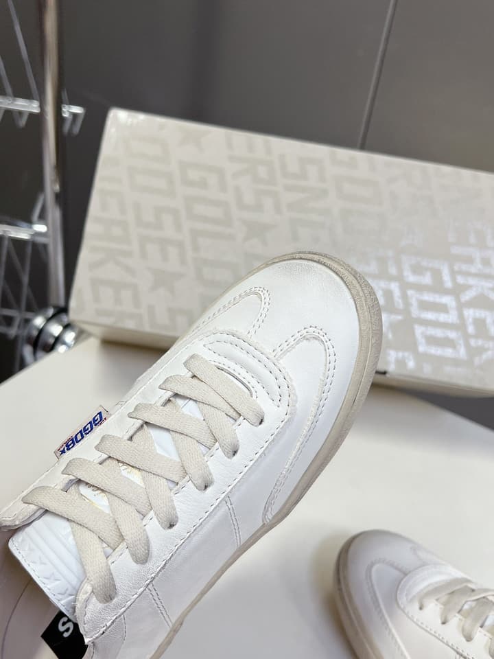 Golden Goose Distressed Leather Sneakers in Iridescent Pink