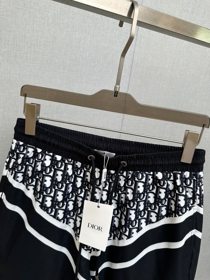 Dior Men's Casual Beach Shorts – 2025SS Collection in Black Dior Band Monogram
