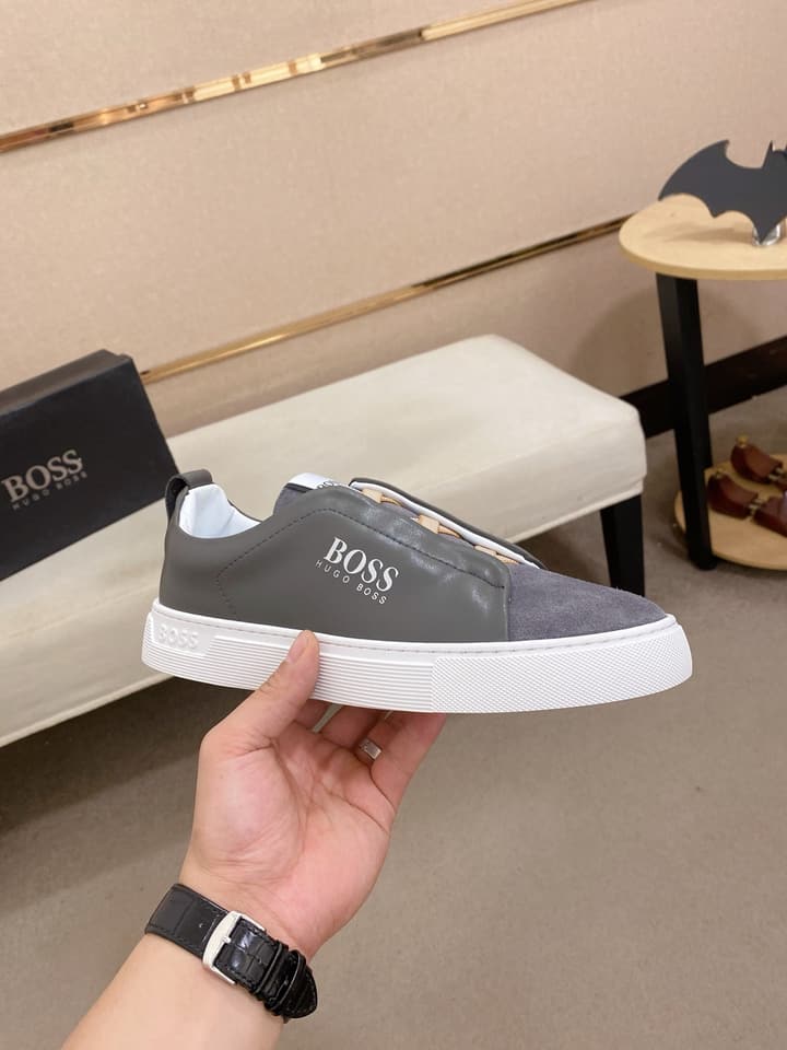 Boss Casual Leather Loafers in Glossy Black Toe