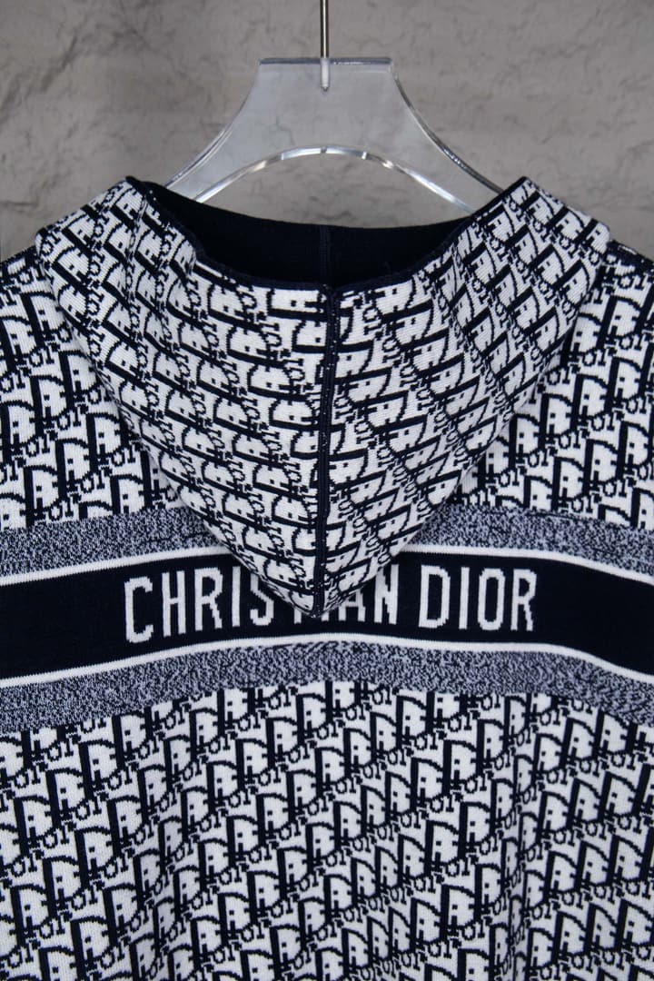 Dior Monogram Jacquard Zip Cardigan – 24SS in Light Grey Monogram