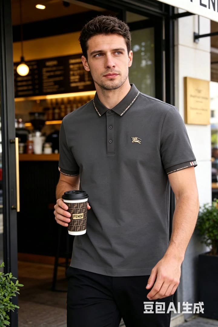 Burberry Embroidered Logo Piqué Cotton Polo Shirt – 2026SS in Dark Grey