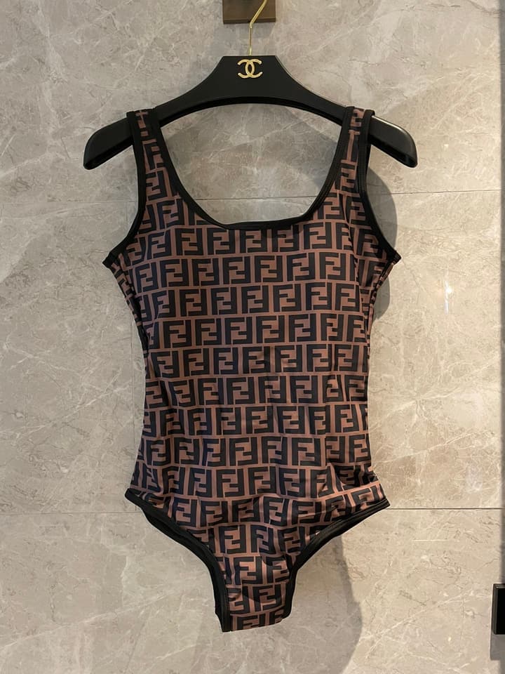 Fendi Versatile Backless One-Piece Swimsuit in Black Halter Plunge