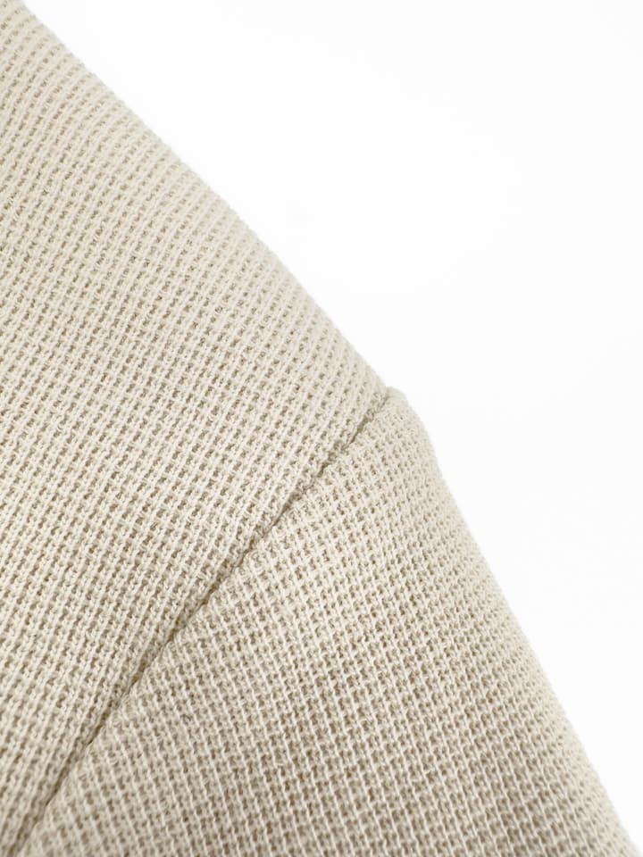 Prada Triangle Logo Waffle T-Shirt in Limestone Beige