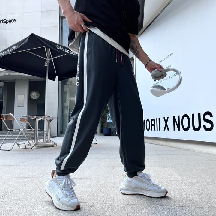 Moncler Logo Print Webbing Jogger Pants – 2023 Spring/Summer Collection in Black