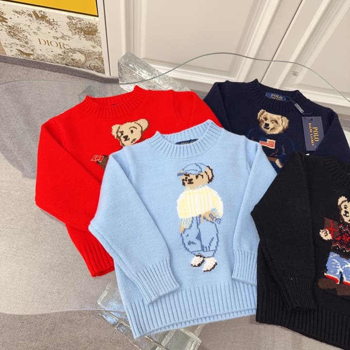 Ralph Lauren Kids Knitted Sweater – Kids Collection in Dark Navy Bear Sweater