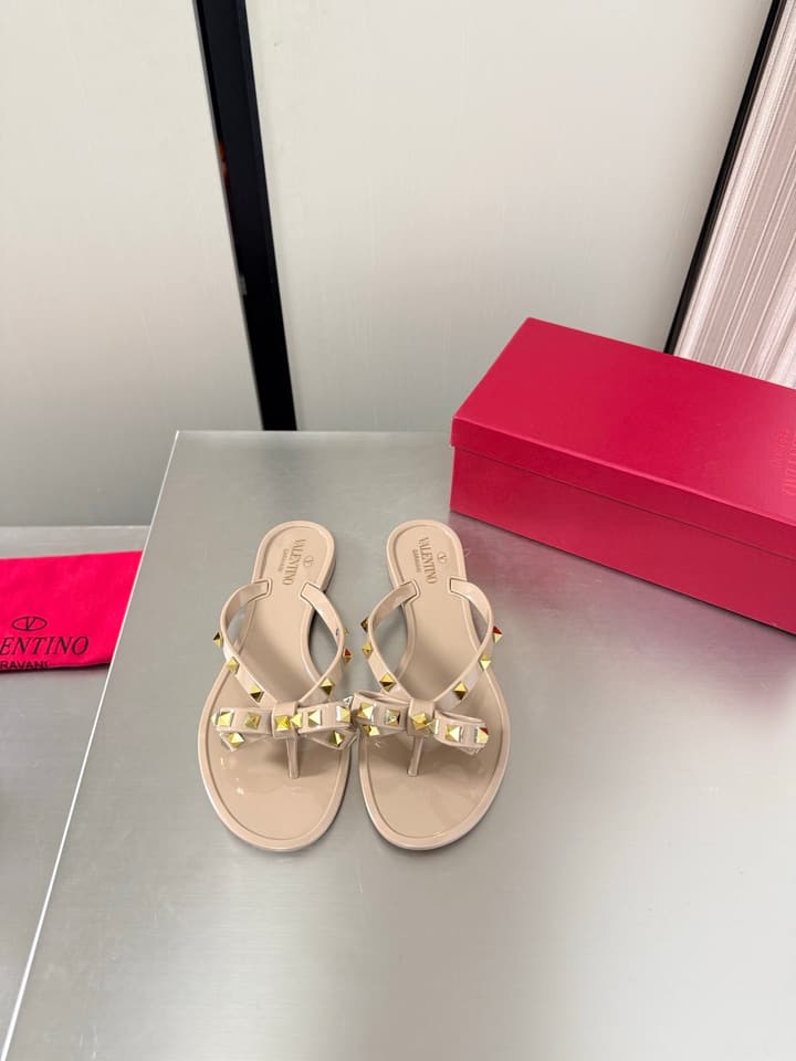 Valentino Rockstud Handmade Sandals in Beige