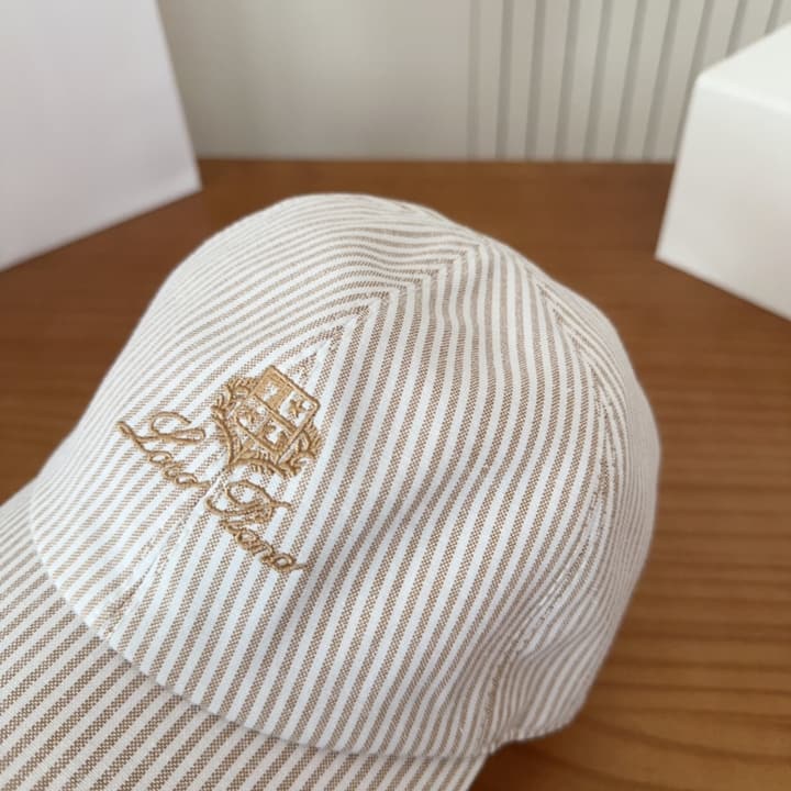 Loro Piana Baseball Cap in Cream With Tan Logo