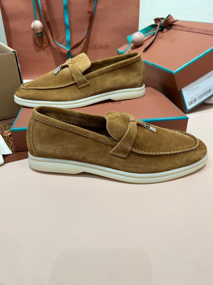 Loro Piana Caramel Suede Mules