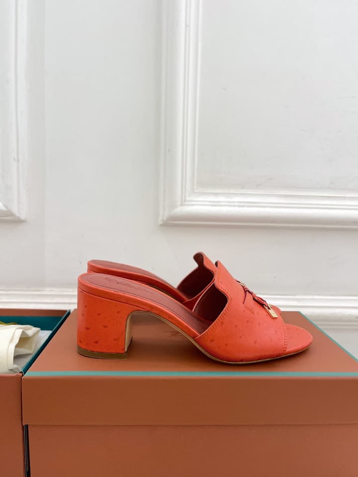Loro Piana Summer Charms Ostrich Mules – 2025 Spring/Summer Collection in Black