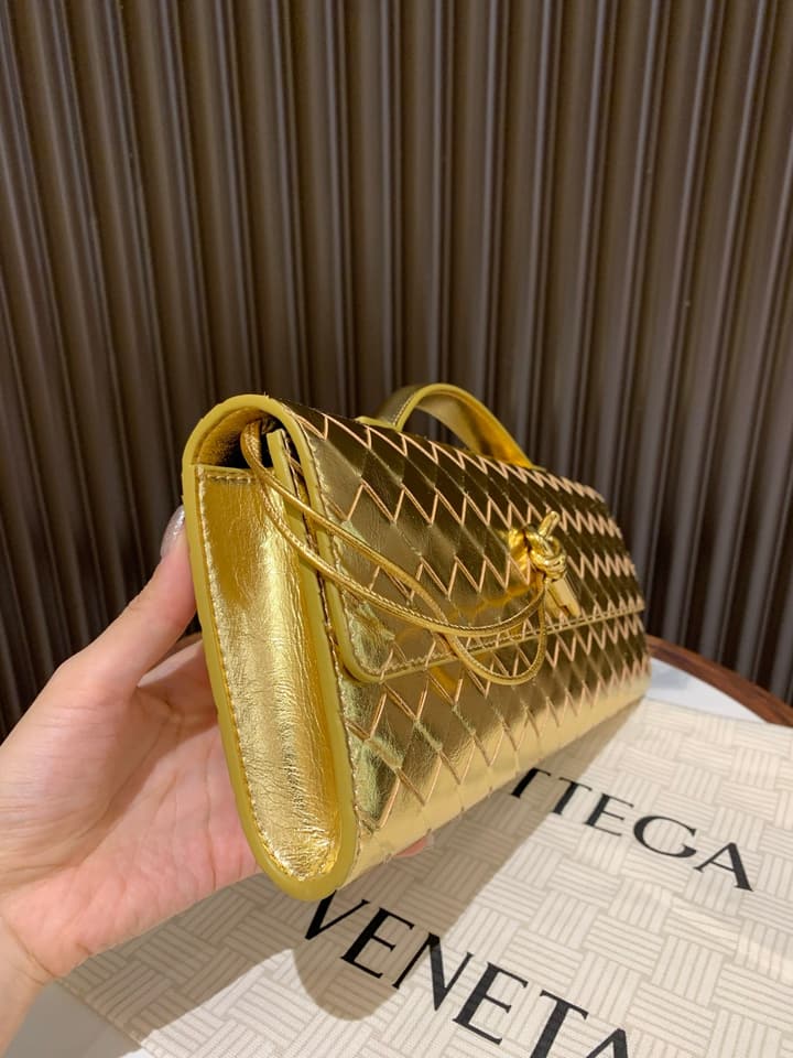 Bottega Veneta Andiamo Clutch Bag in Black Intrecciato