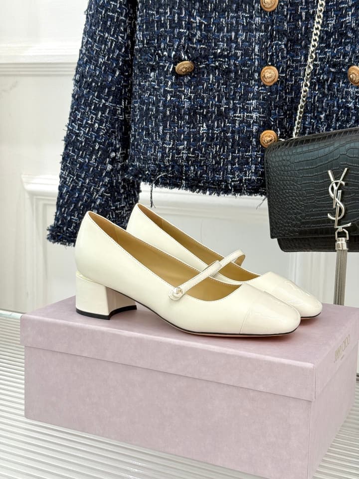 Jimmy Choo Color-block Pearl Mary Jane Heels – 25FW in Black Bow Detail