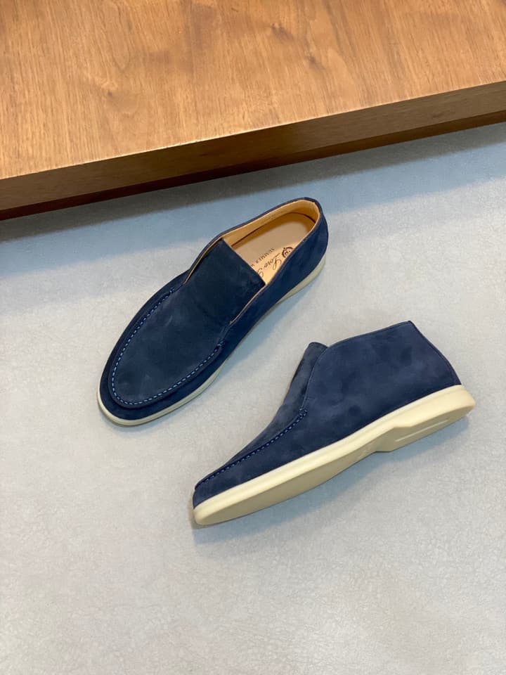 Loro Piana Suede Leather Slip-On Loafers in Camel Tan Suede